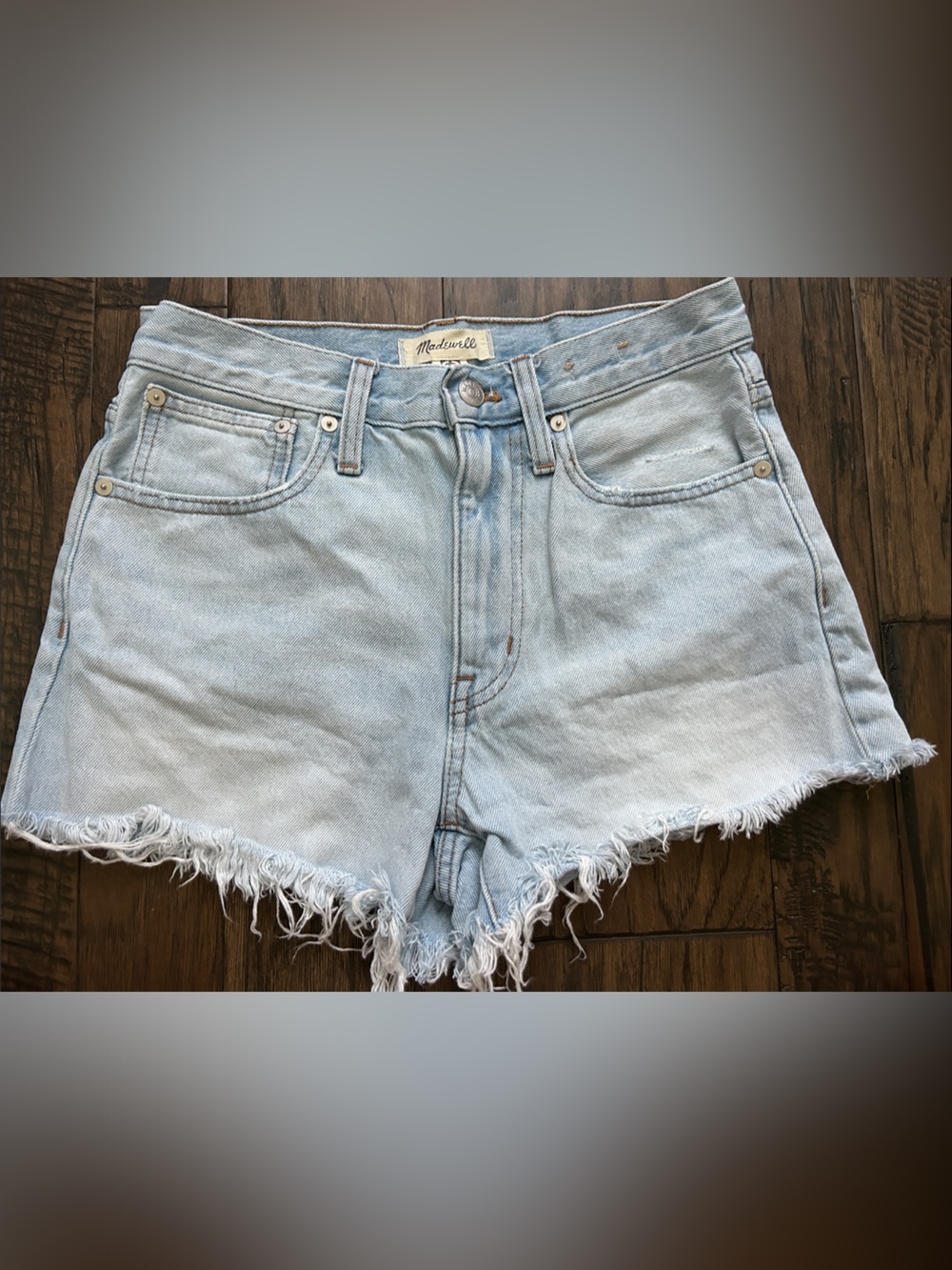 Madewell Light Wash Frayed Hem Denim Shorts